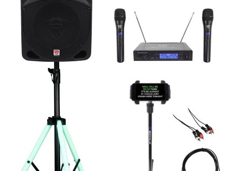 Rockville 10  Karaoke Machine System w LED Stand+Tablet Stand+Dual Wireless Mics Hot on Sale